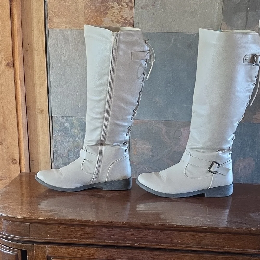 Wanted Cream Over the Knee Boots - Picture 2 of 9